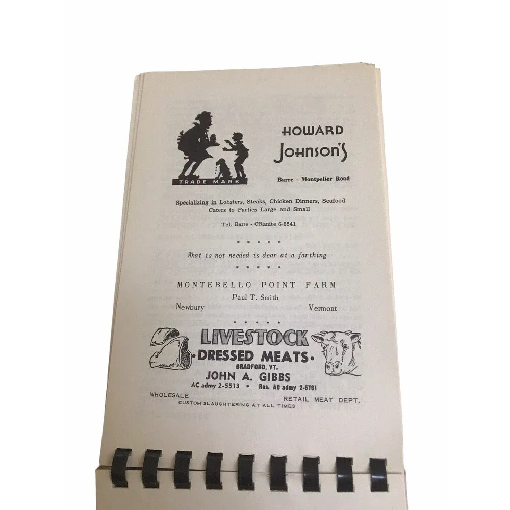 Vintage CRACKER BARREL COOKBOOK First Congregational Church  NEWBURY Vermont